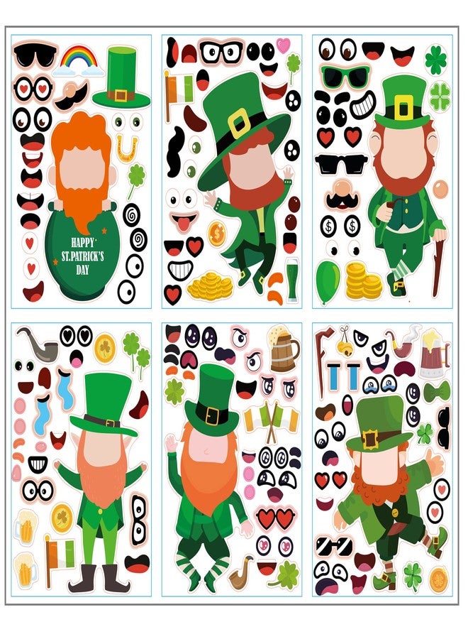 CAKOLINK 12 Sheets St Patricks Day Stickers for Kids, Make Your Own St. Patrick’s Day Leprechauns Face Stickers for Child, Craft DIY Stickers St. Patrick’s Day Party Favors - Image 1